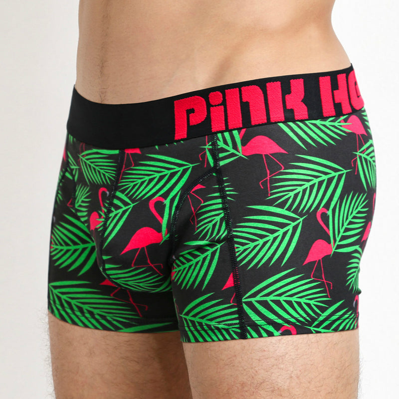 Men's Pink Hero Printed Boxer Brief Underwear - Black Flamingo