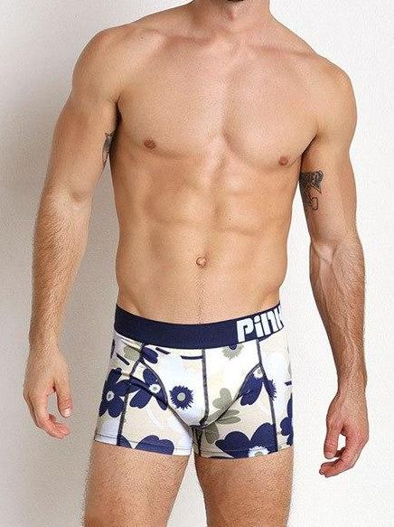 Men's Pink Hero Printed Boxer Brief Underwear - Beige Navy
