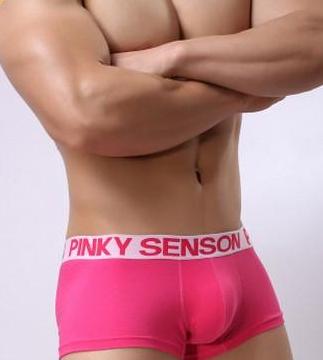 Free Men's Pinky Senson Boxer Brief Underwear with Comfort Waistband - Pink