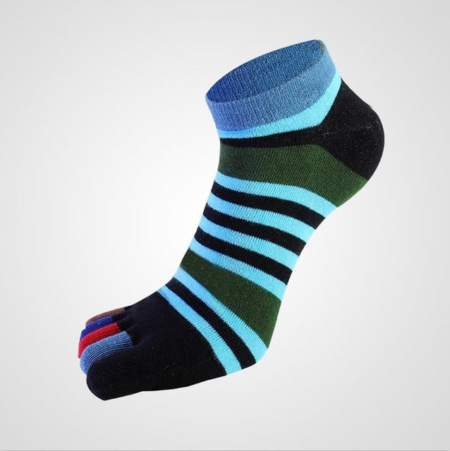 Colorful Toe Socks - Blue Green Turquoise Black