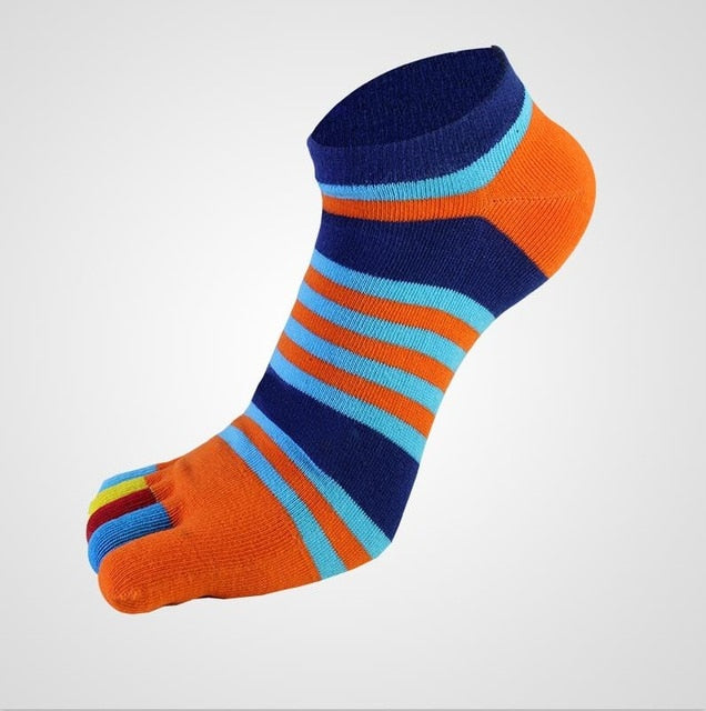 Colorful Toe Socks - Blue Orange Dark Light