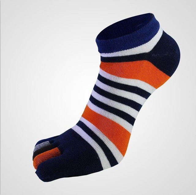 Colorful Toe Socks - Black Orange White