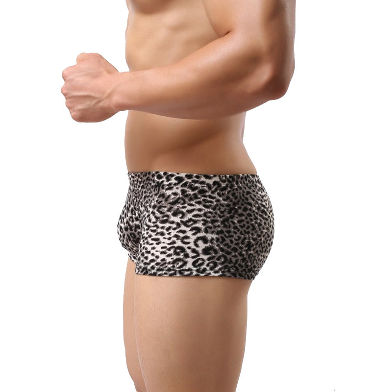 Men's Leopard Print Trunk Underwear - Side